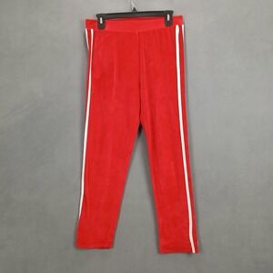 AQ Sports Track Pants Womens Large Red Striped Stretch Straight Leg Athletic